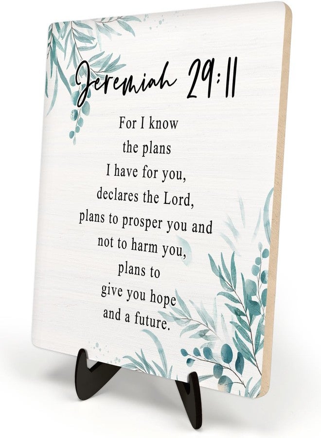 DMADNF Bible Verse Sign, Christian Sign, Table Art Signs, Wooden Sign Desk Decor, Positive Home Décor, Motivational Scripture Gift,Wood Sign Plaque Gift for Women&Men,5.9x5.9inch(JEREMIAH 29:11 White) - Image 1